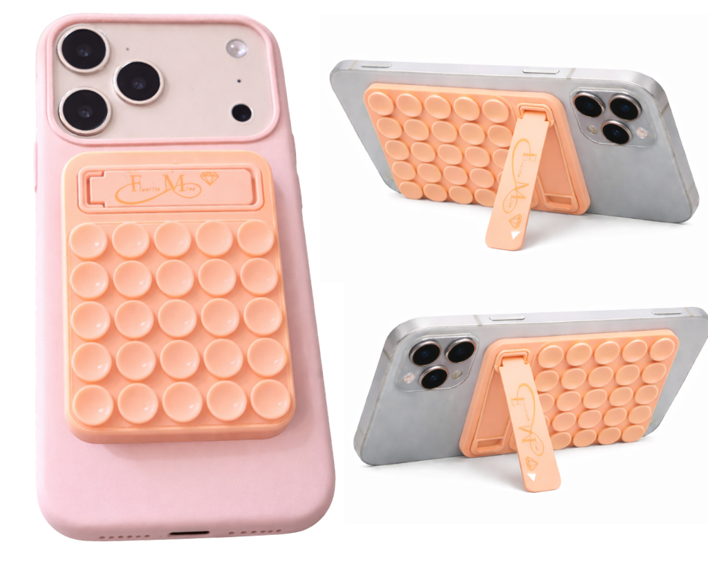 Coral Silicone Sticky Phone Grip with Kickstand