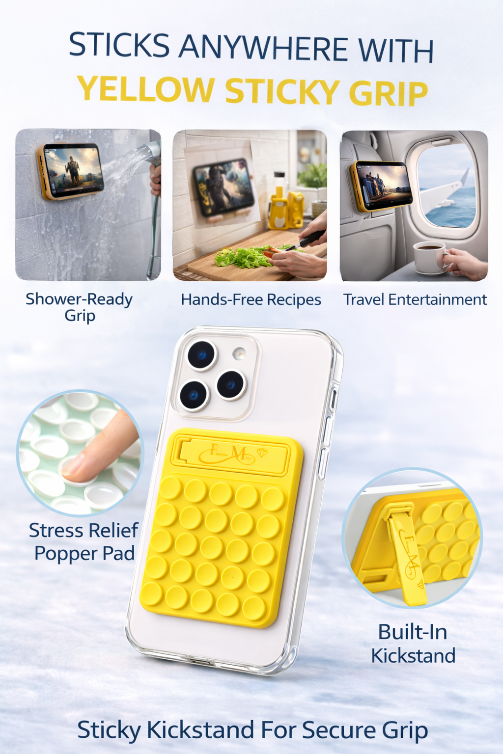 Yellow Silicone Sticky Phone Grip