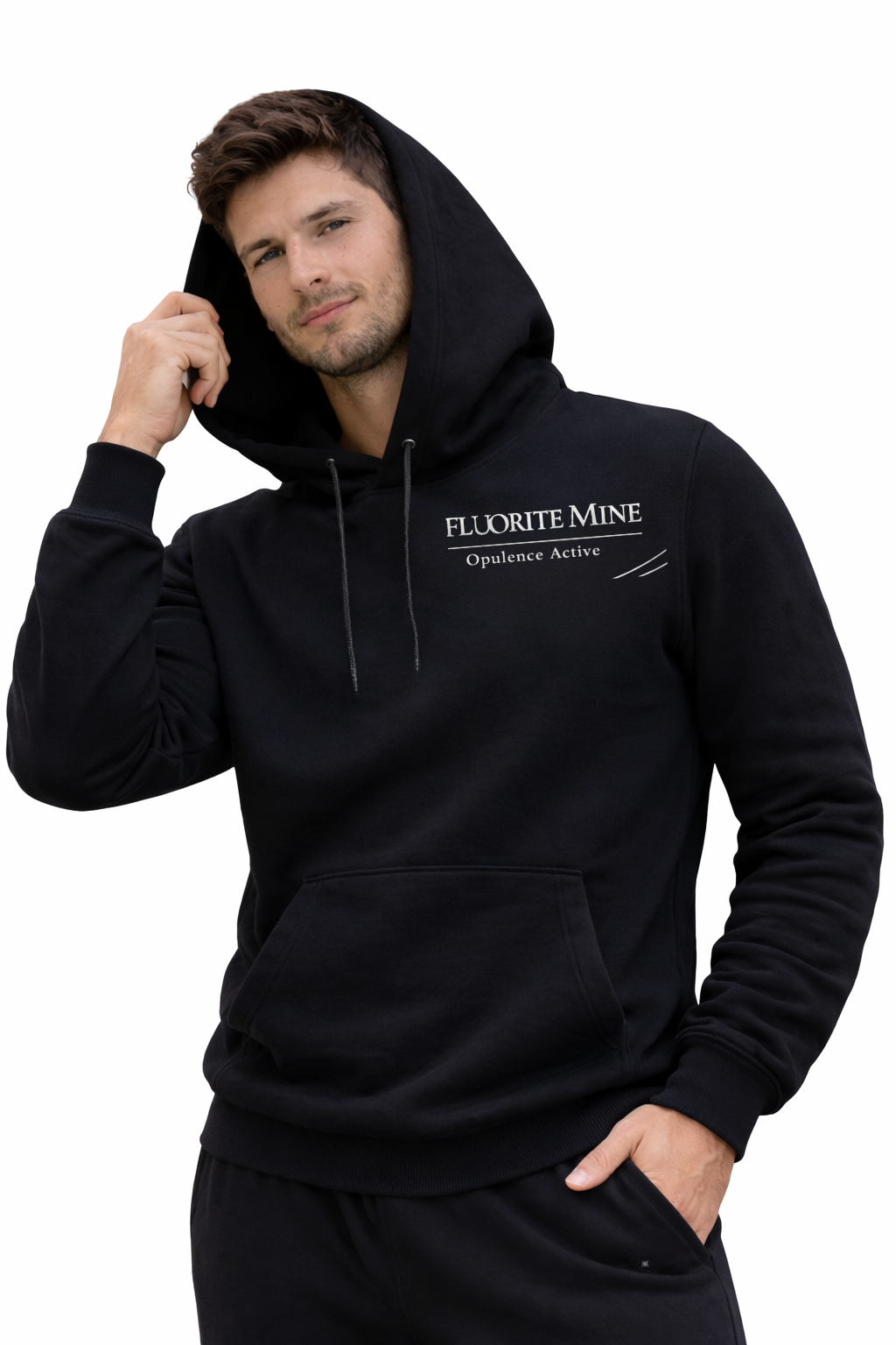Fluorite Mine Opulence Active Fleece Hoodie – Black (Unisex)
