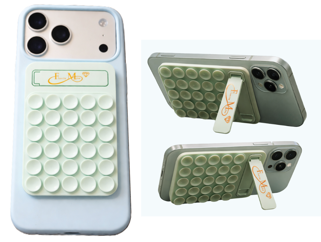 Mint Green Silicone Sticky Phone Grip with Popper Pad