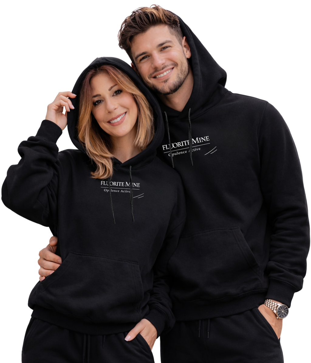 Fluorite Mine Opulence Active Fleece Hoodie – Black (Unisex)