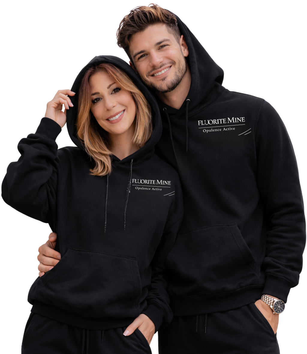Fluorite Mine Opulence Active Fleece Hoodie – Black (Unisex)